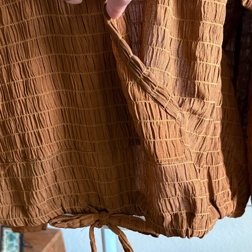 Cinnamon Smocked Button Up Hoodie Top - Picture 11 of 12